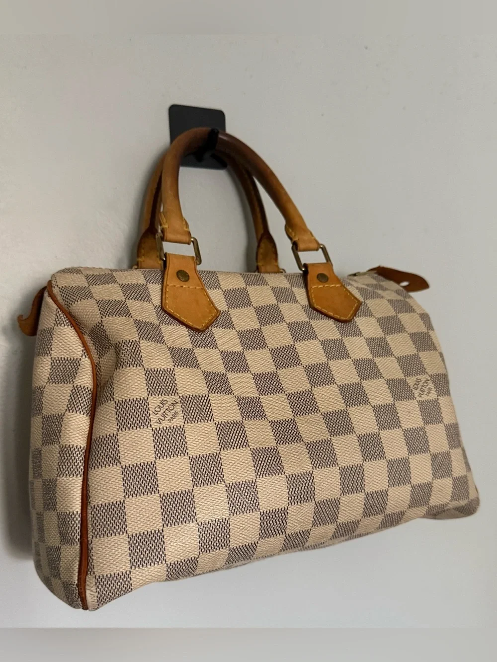 Louis Vuitton Speedy 25 Damier Azur Handbag Boston Bag Authentic